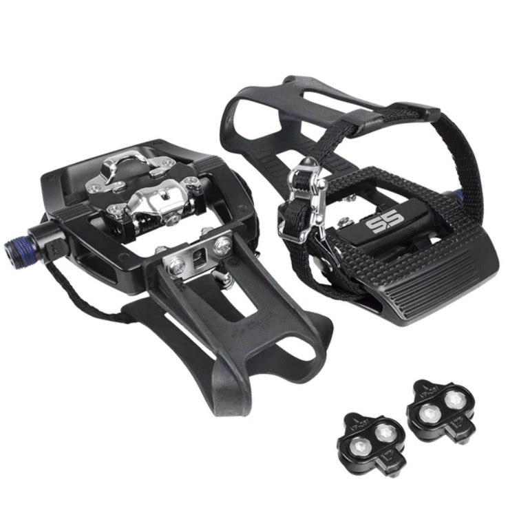 Mountain Road Bike Cycling Pedals Integrated Toe Clips Cages Straps Fixed 1 Pair